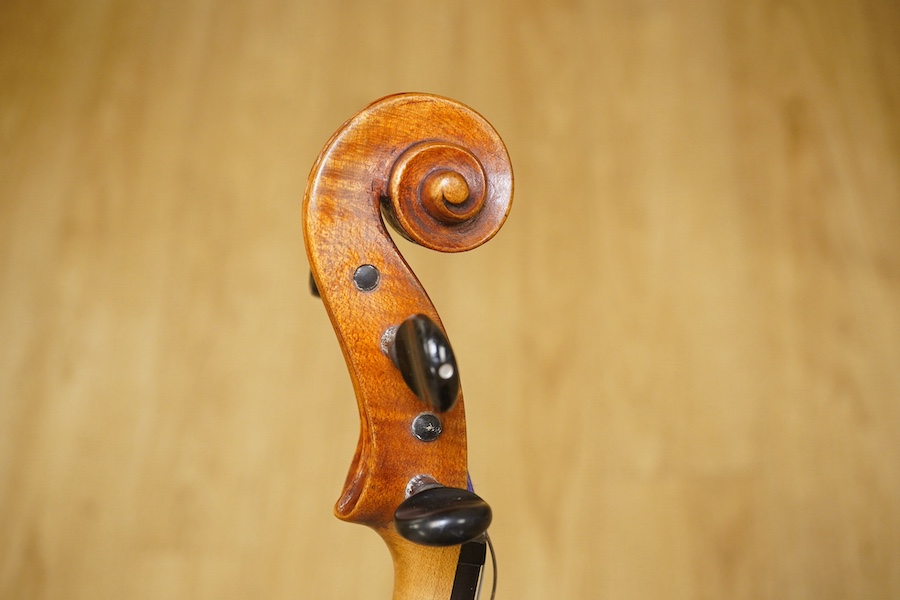 A late 19th century French violin, back measures 36cm. Condition - fair